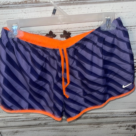 Nike Pants - NWOT Nike dri fit purple leopard shorts with neon trim drawstring size xl cute
